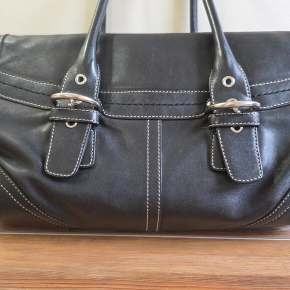 Vintage Coach Hampton Soho Black Leather Tote Bag Purse Satchel - Picture 8 of 15